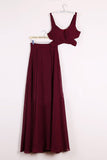 Charming Two Pieces Long A-line Burgundy Beauty Prom Dresses K738