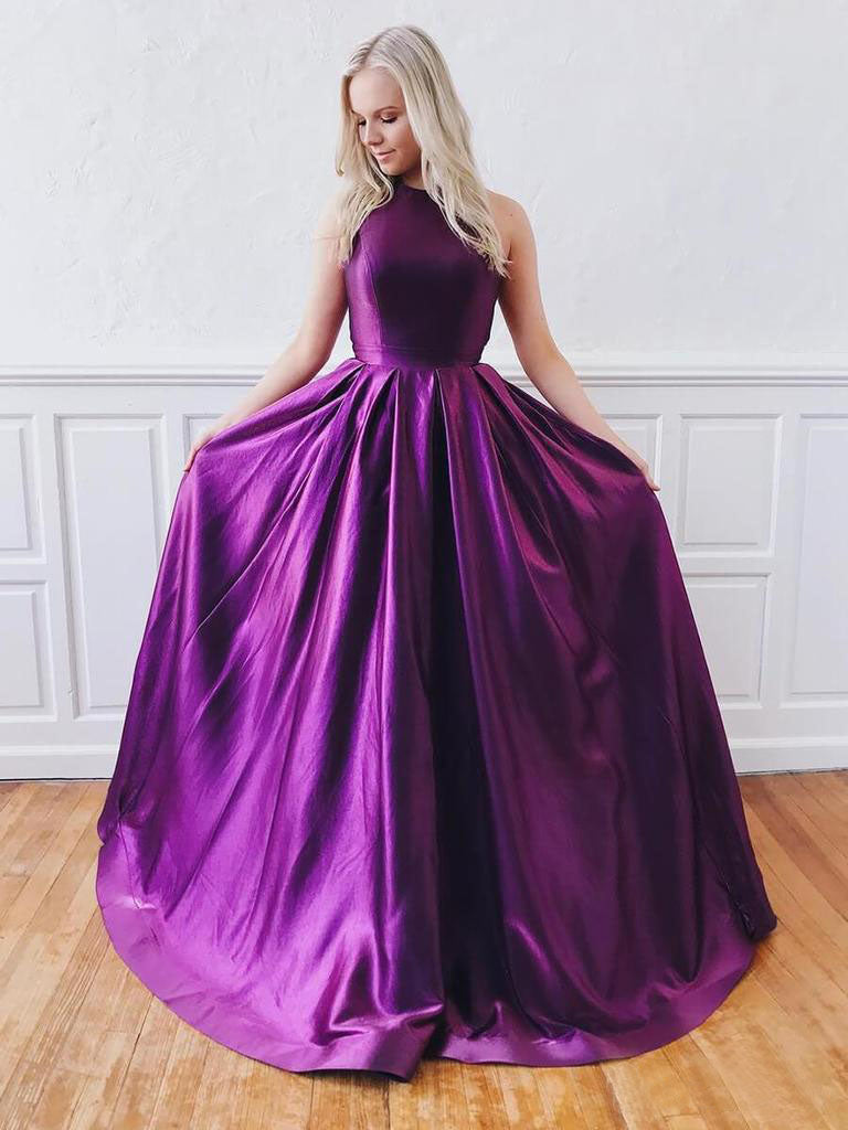 Cheap Purple Backless Long Prom Dress With Pockets Okk51 Okdresses 