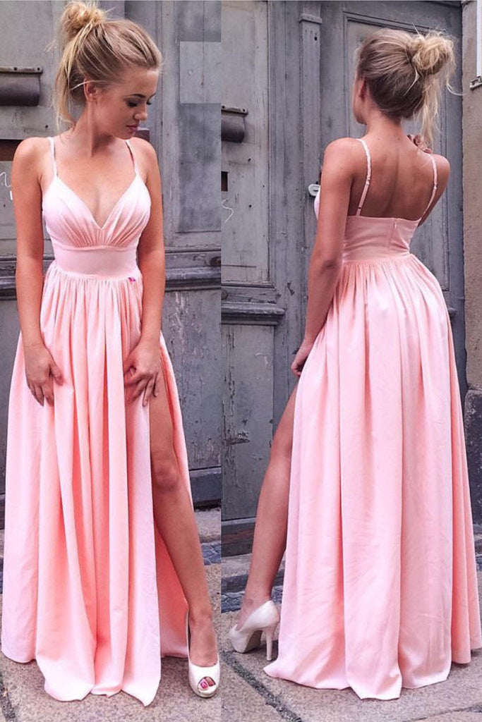 pink v neck dress