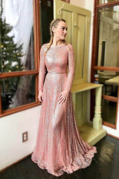 long sparkly pink dress