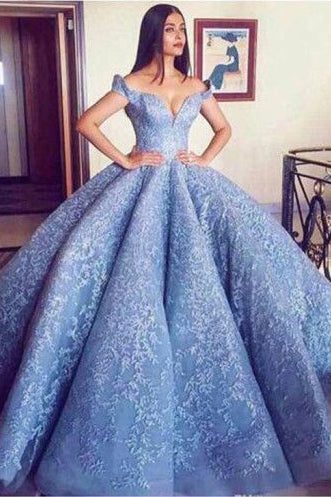 blue princess prom dress