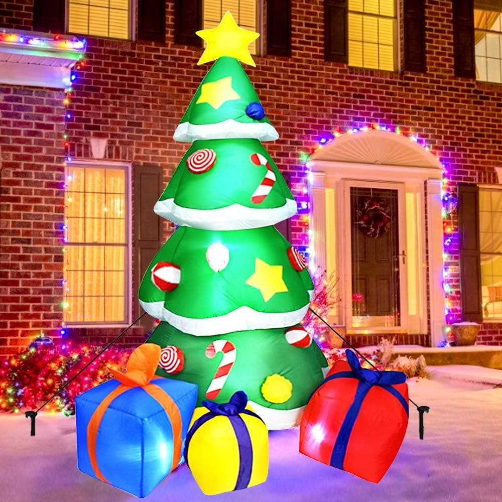 Inflatable Christmas Tree Blow Up Yard Decoration with LED Lights ...