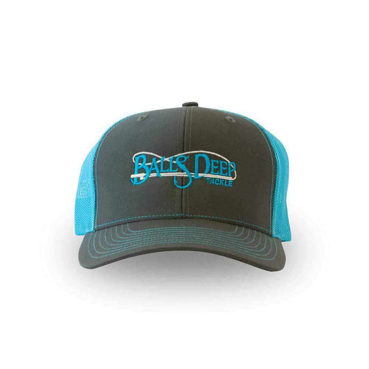 Balls Deep Tackle Fishing Hat, Black/Charcoal Snapback Cap