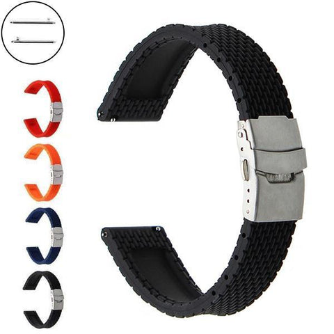 17mm 18mm 19mm 20mm 21mm 22mm 23mm 24mm Orange / Red / Blue / Black Rubber Watch Strap with Quick Release Pin [4 Variations]