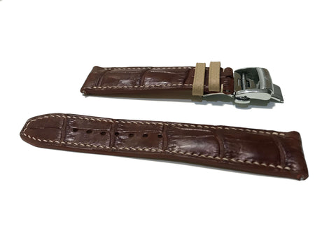 Photo : Dark Brown Alligator Leather With Cream Strap Holder