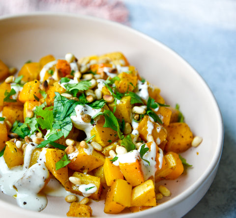 roasted butternut squash with lemon tahini