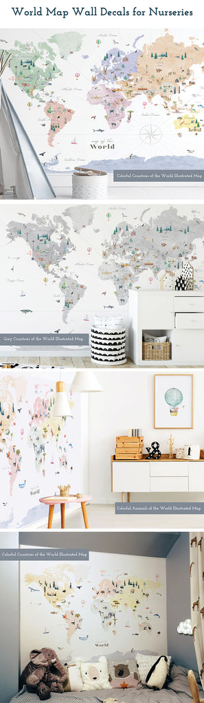 world map wall decals for nurseries