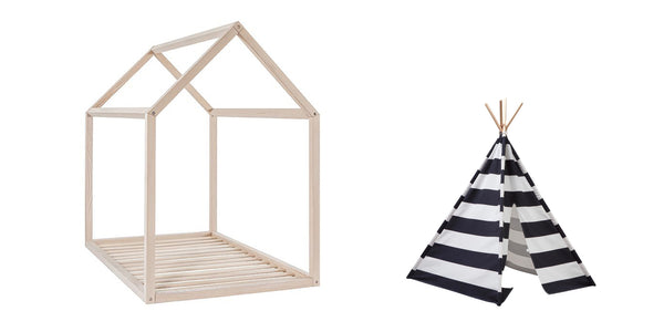 montessori bed and teepee scandinavian nursery