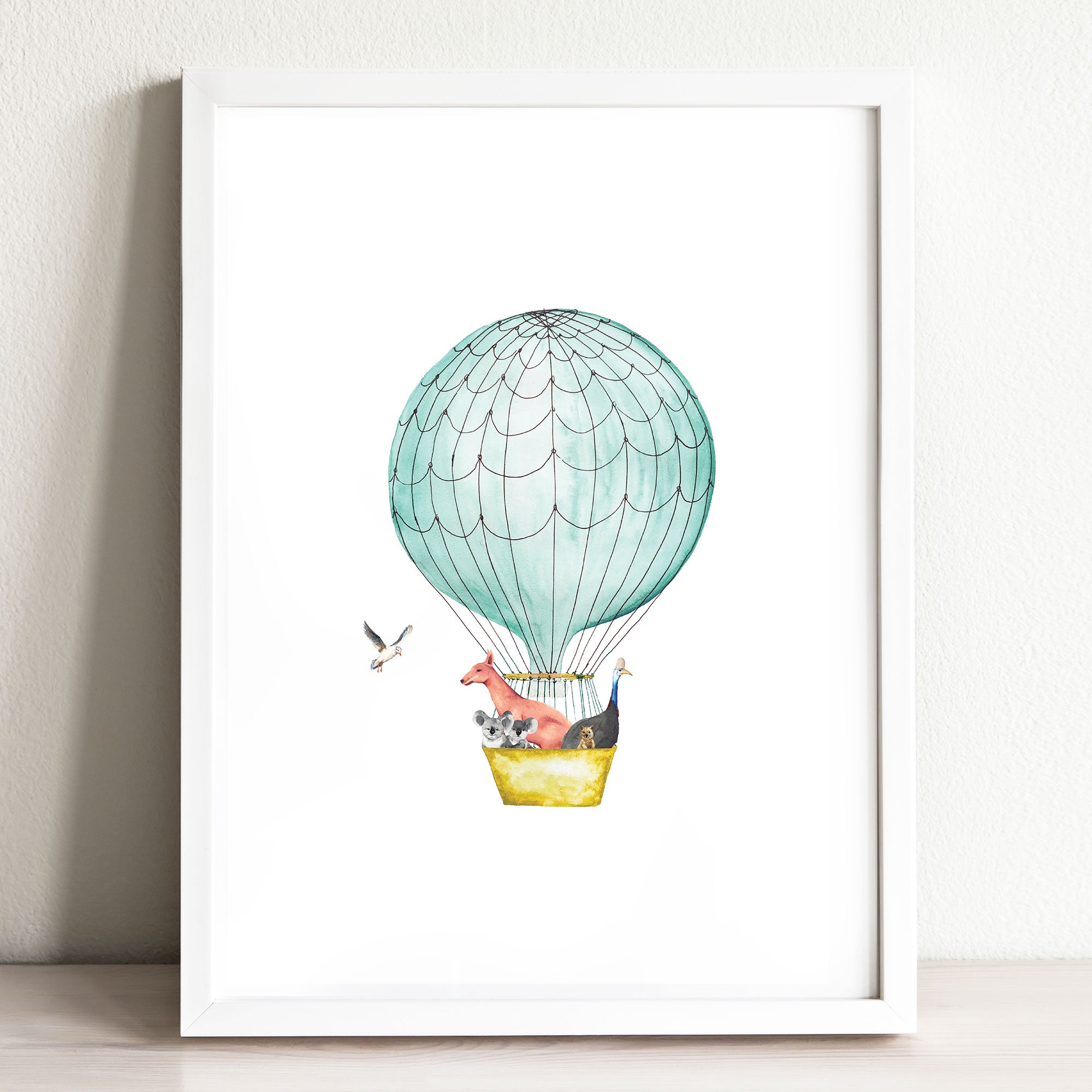 Australian Animals Hot Air Balloon Art Print | Illustrated Decor for ...