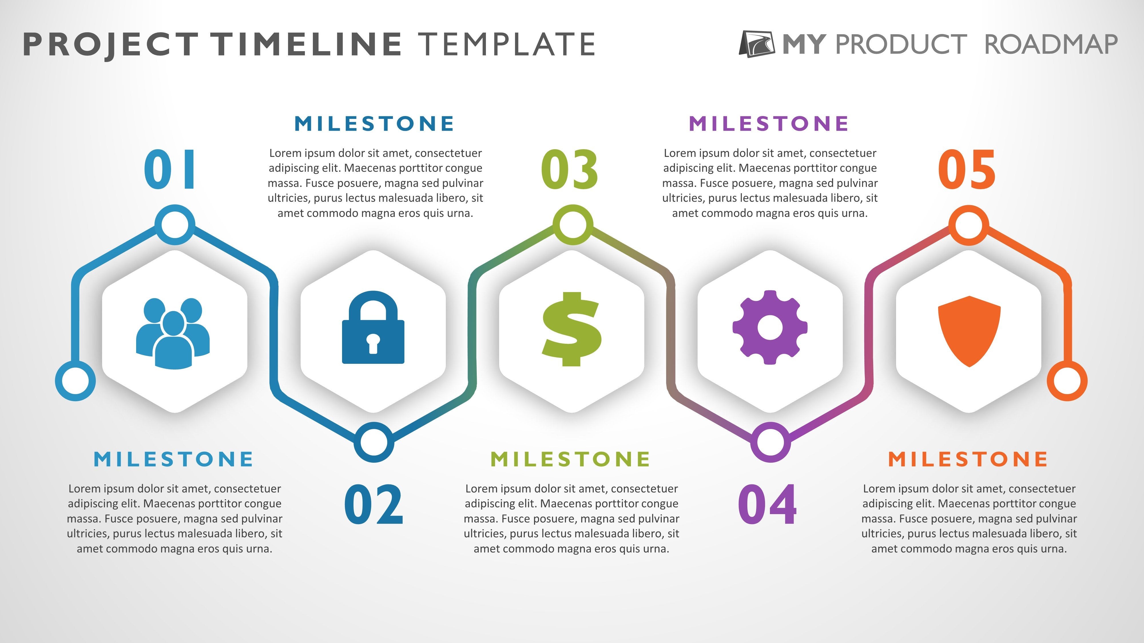 5 Stage Horizontal Graphic Project Timeline Templates