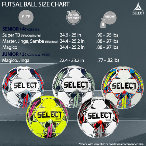 SELECT FUTSAL BALL SIZE CHART