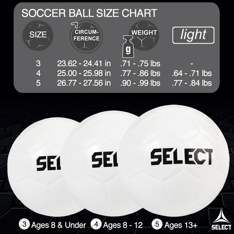 SELECT SOCCER BALL SIZE CHART