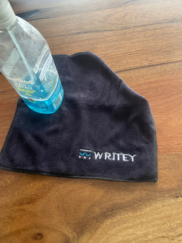 whiteboard cleaning solution and towel