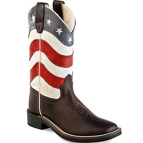 square toe american flag boots