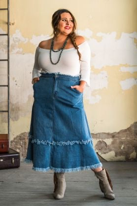 midi and maxi denim skirts