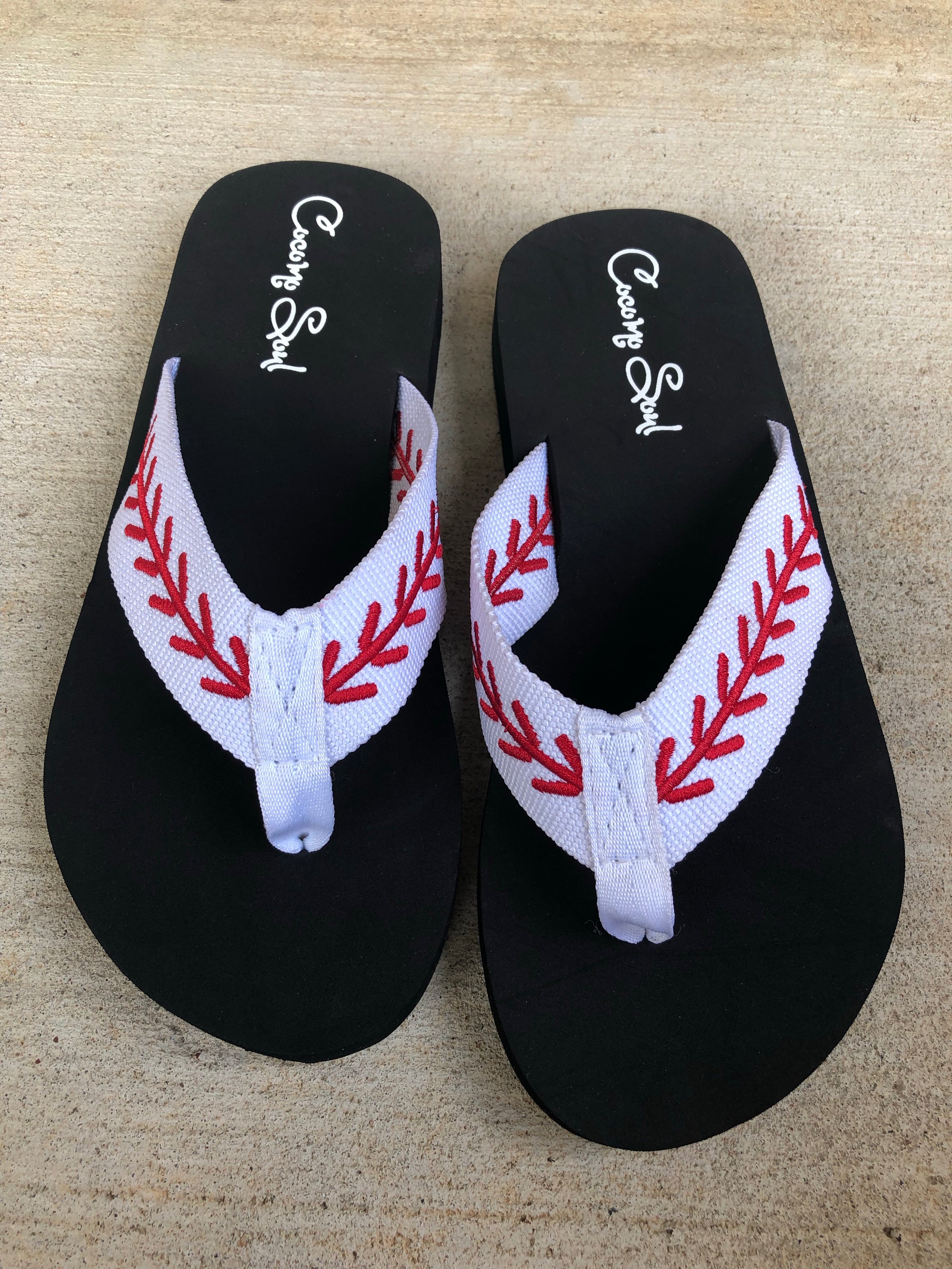 baseball flip flops womens