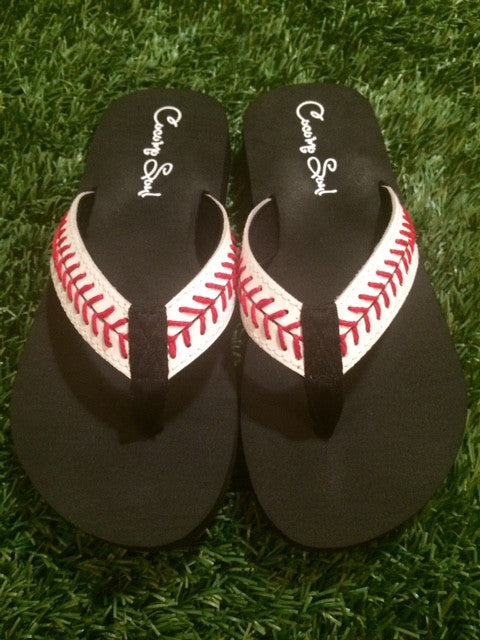 baseball flip flops