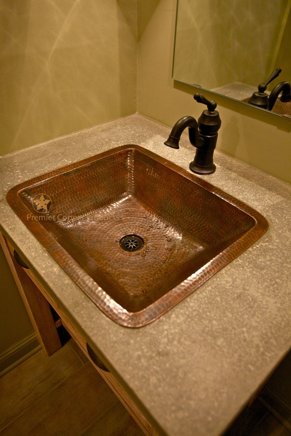 Oval Roped Rim Self Rimming Hammered Copper Sink