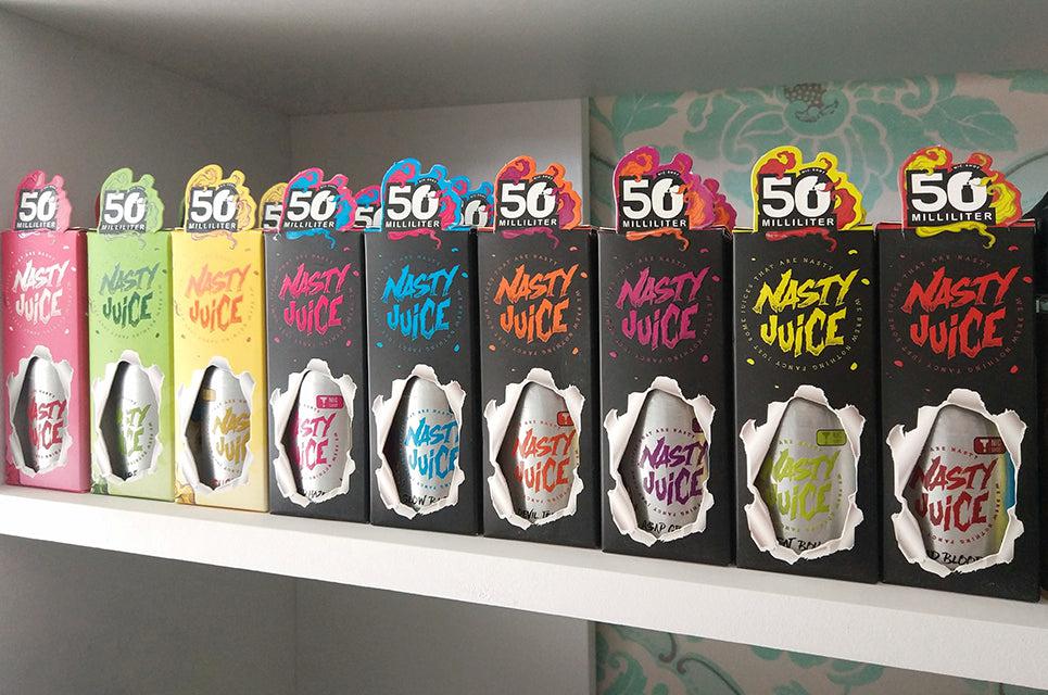 A range of Nasty Juice brand e-liquids