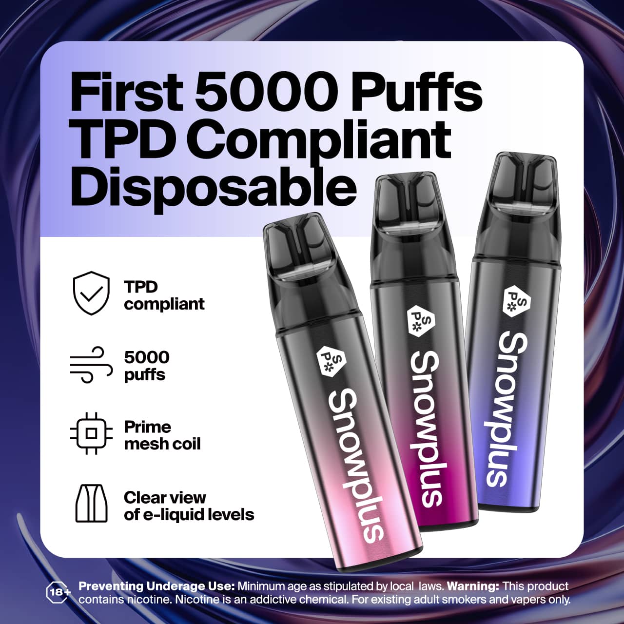 Snowplus Clic 5000 First TPD Complain 5,000 Puff Disposable Vape