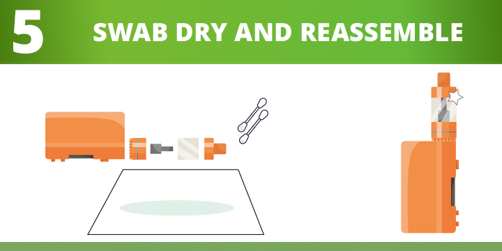swab dry and reassemble vape tank