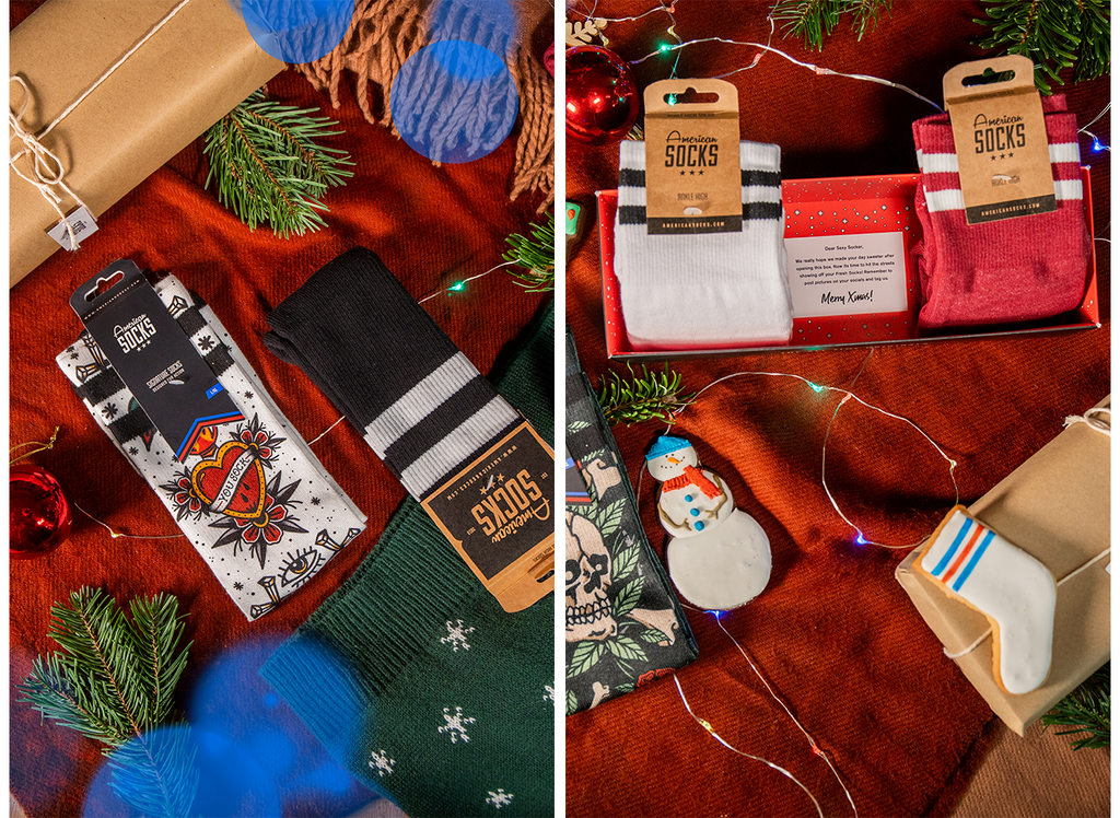 Product photography of the American Socks Christmas Giftboxes 