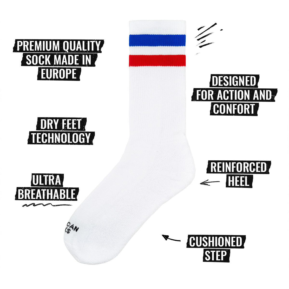 Image des spécifications des chaussettes Mid High d'American Socks