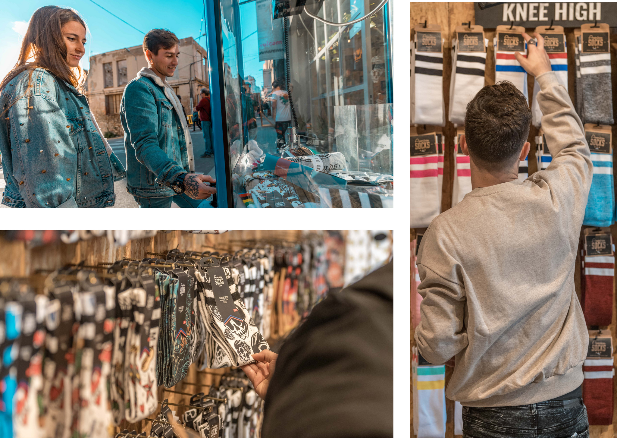 Man buying a pair of American Socks at REC Festival in Igualada