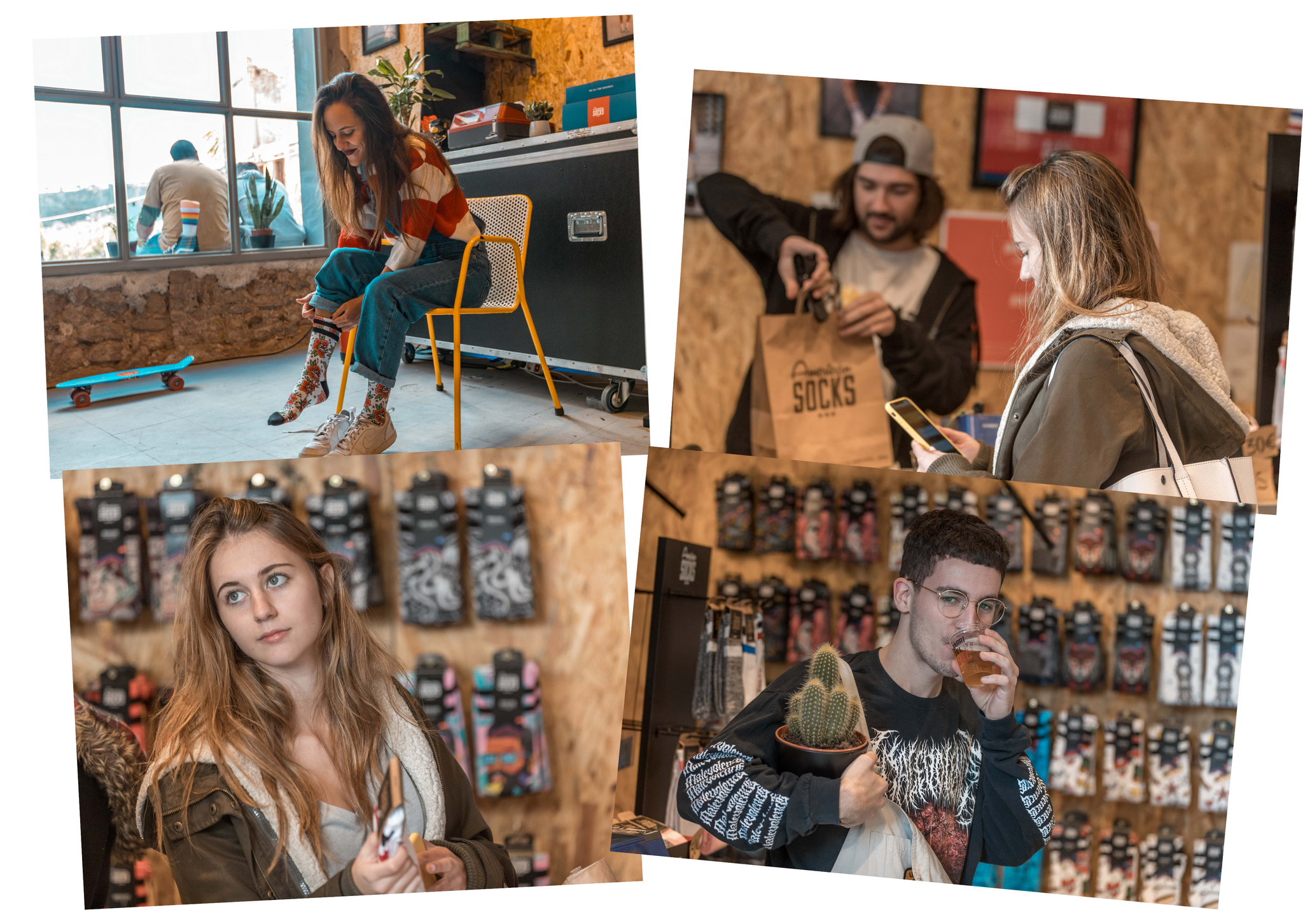 People buying a pair of American Socks at REC Festival in Igualada