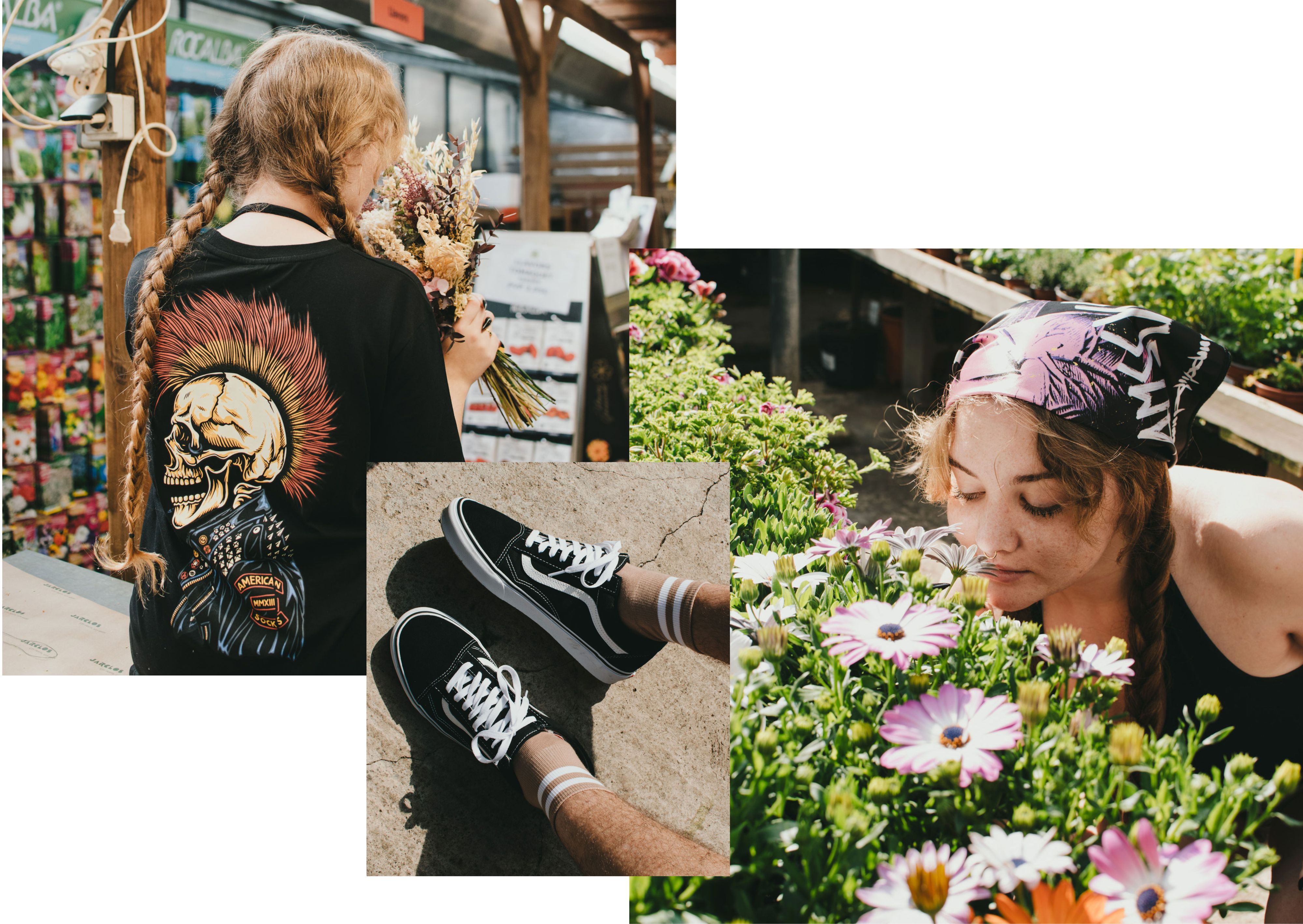 woman wearing american socks t-shirt