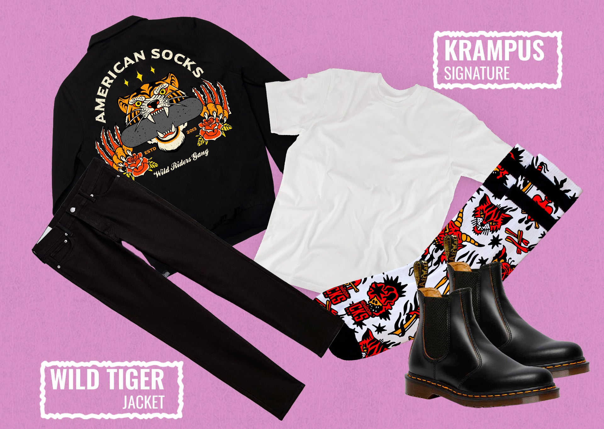 Look de Festival Pure Rock and Roll de American Socks