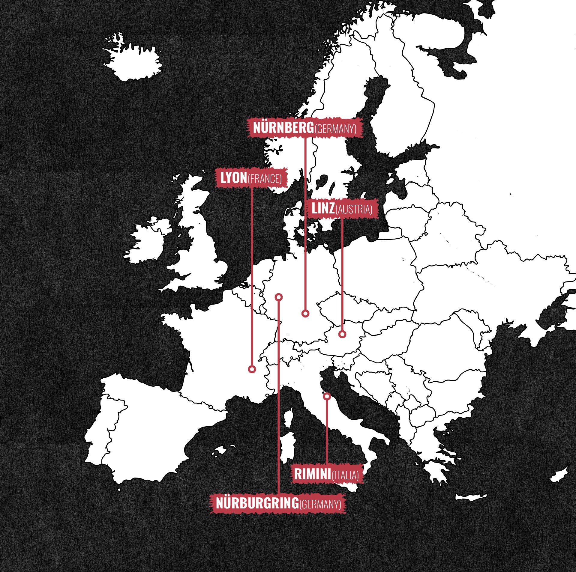 Carte des festivals auxquels American Socks a participé le week-end dernier