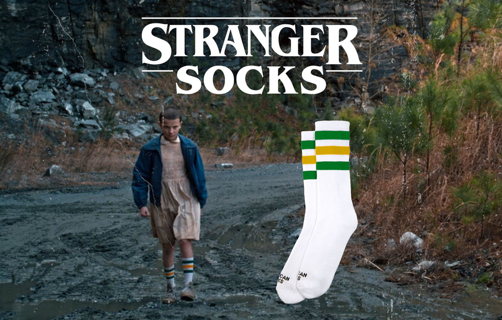 stranger things eleven tube striped socks green yellow