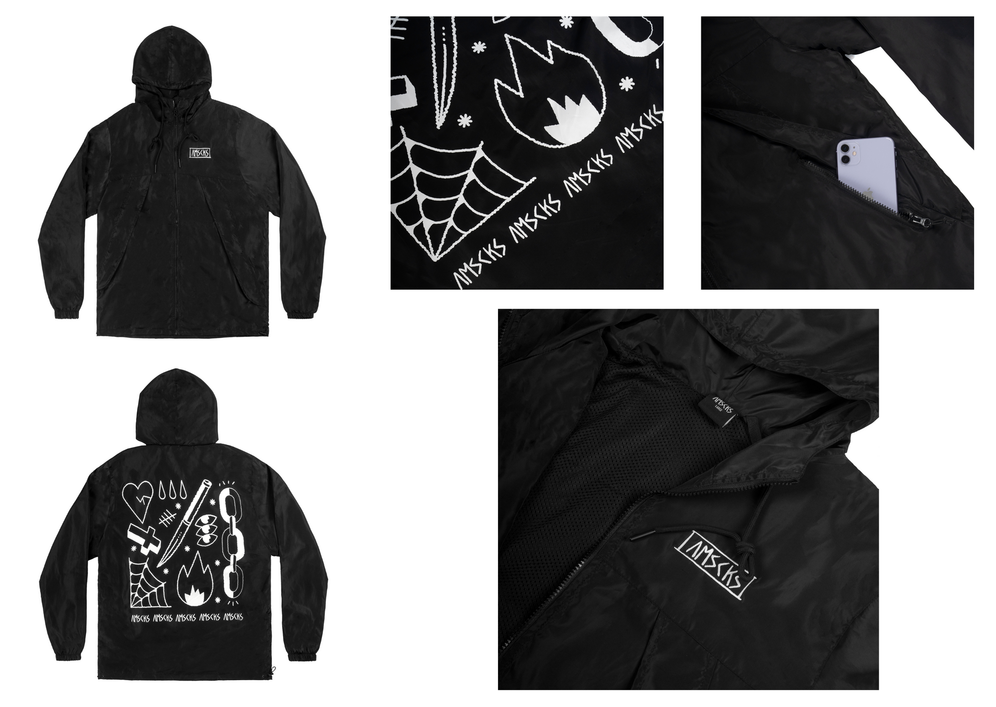 Primitive x Naruto Shippuden II Itachi Black Windbreaker Jacket