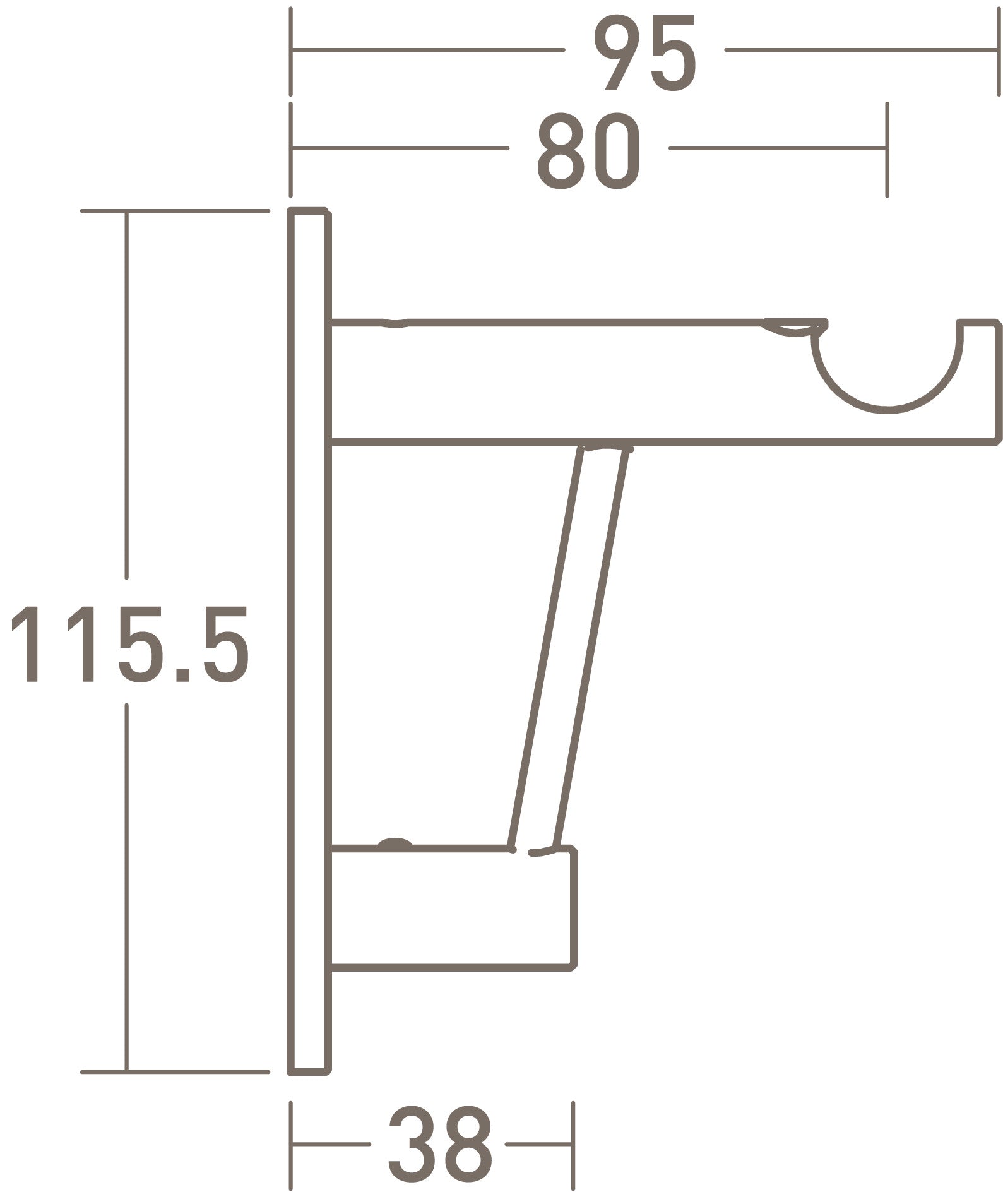 19mm stainless steel bracket dimensions