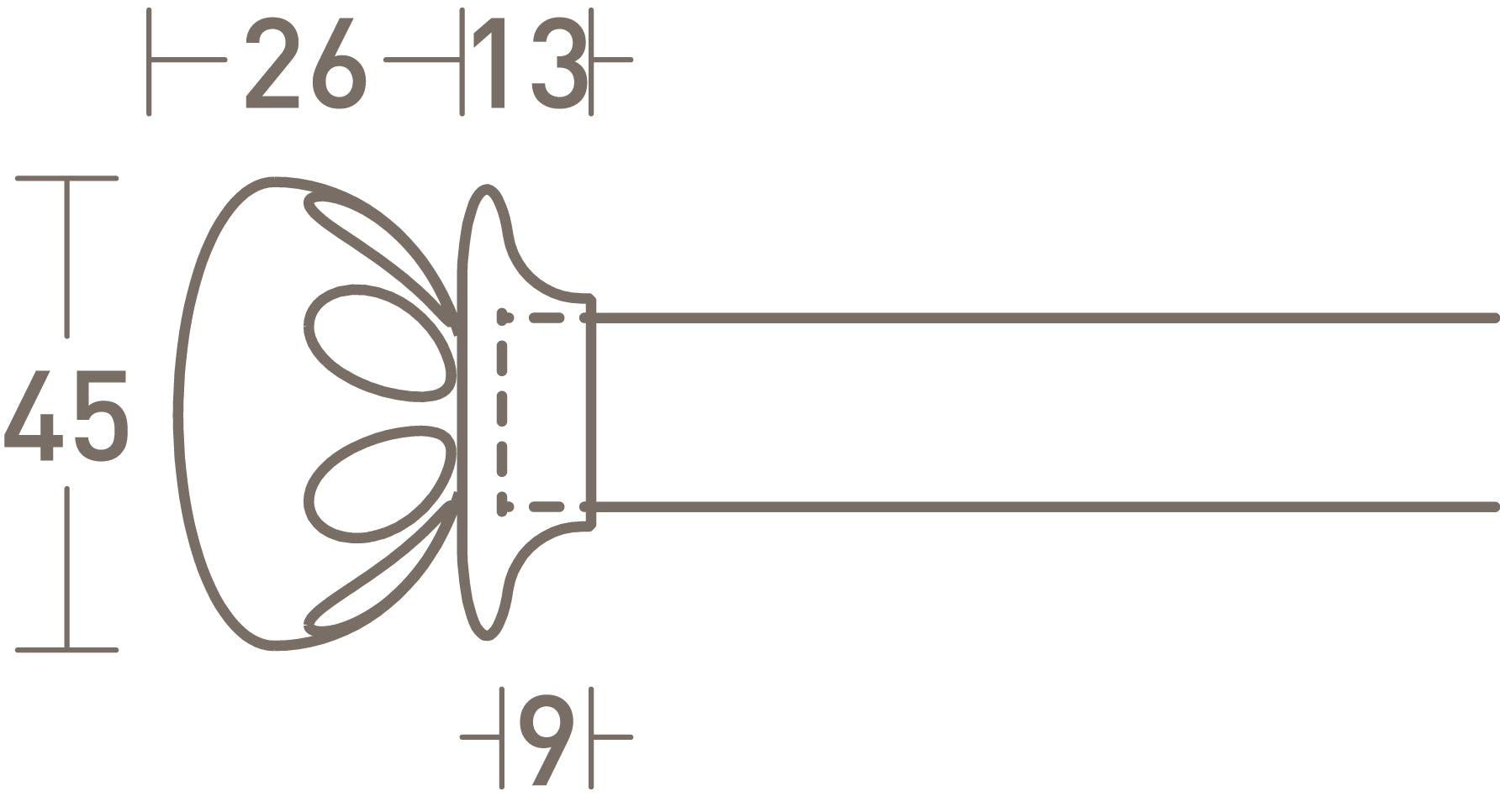 19mm mini lunar finial dimensions