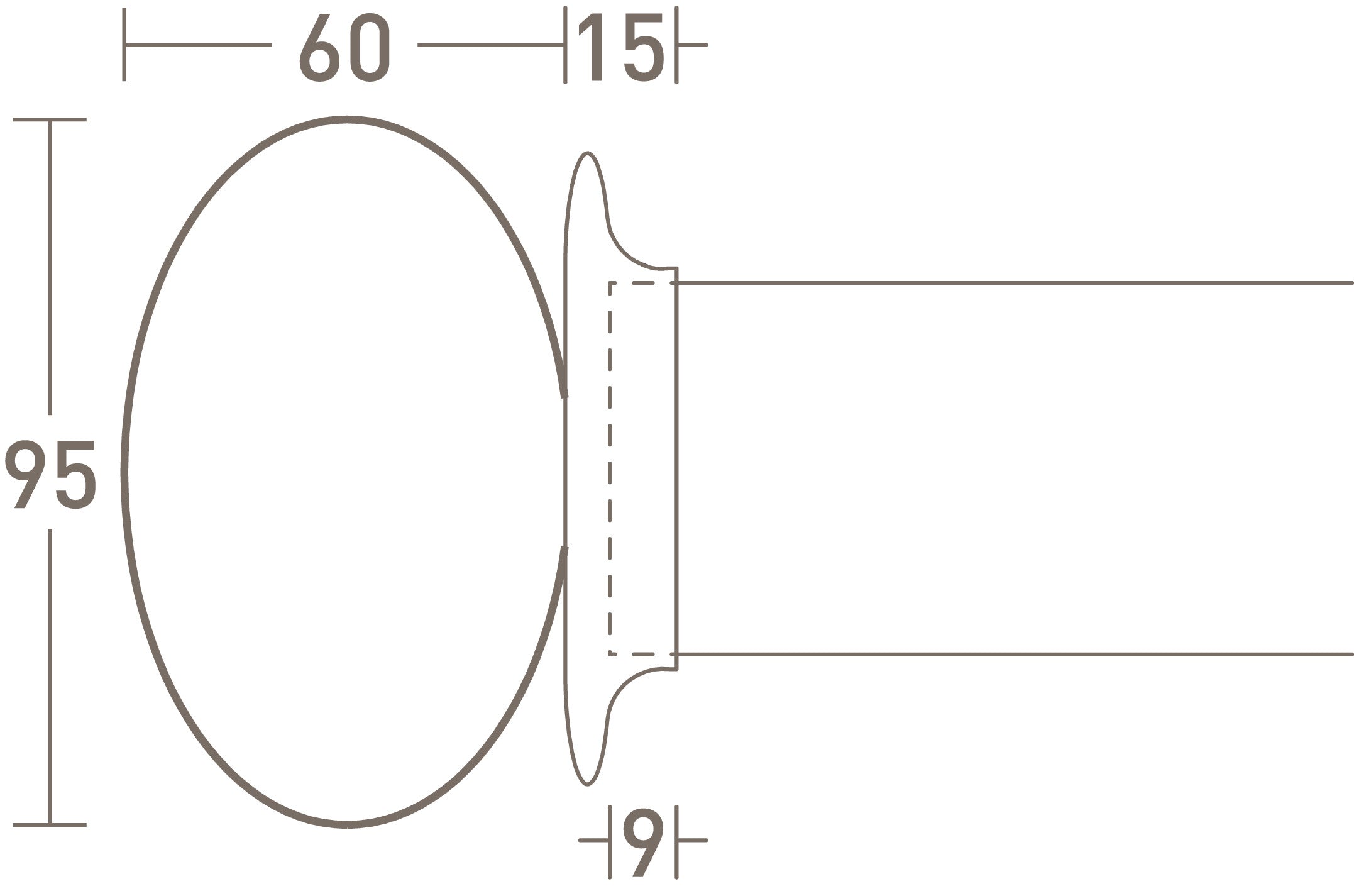 clear acrylic ellipse finial with classic plate