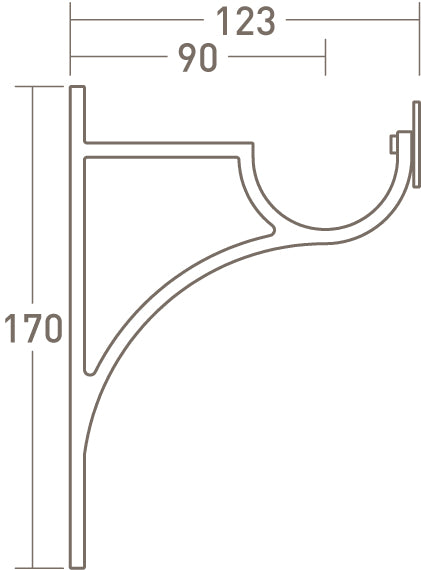 50mm stainless steel classic end bracket dimensions