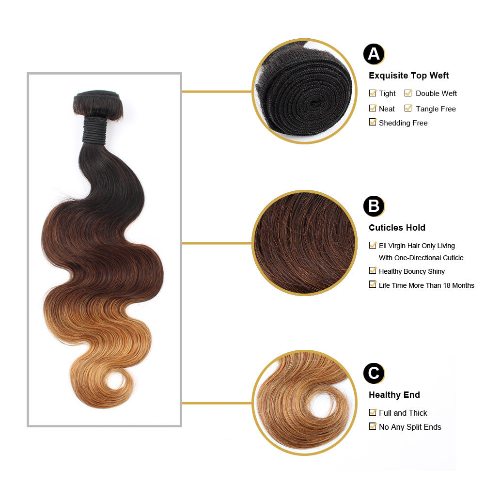 New Fashion Body Wave 1b 4 27 Ombre Color Virgin Hair Weave