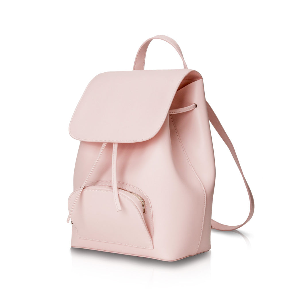 baby pink leather backpack