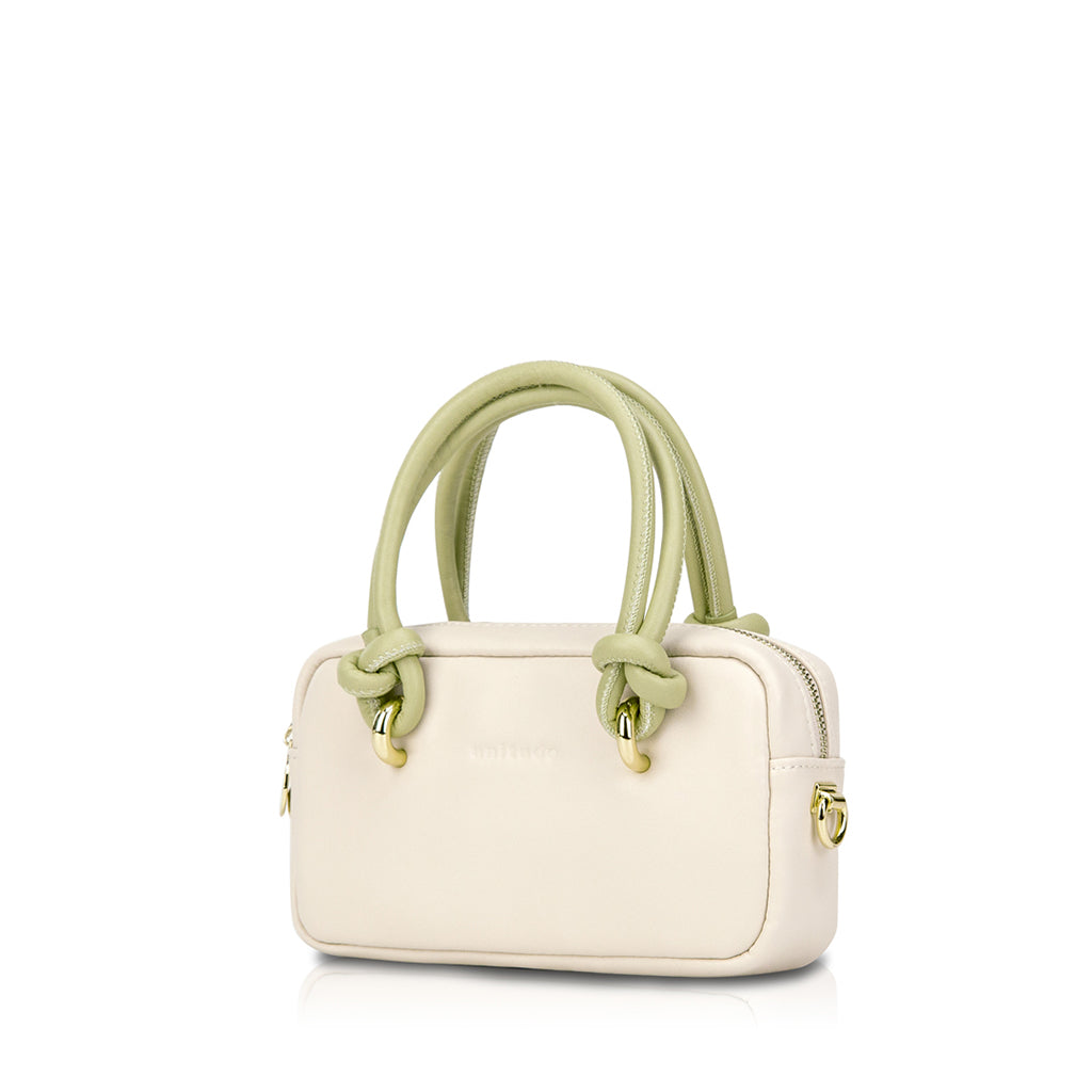 Polly Mini Phone Crossbody Bag - Cream/Tea Green | Unitude Leather Bags for Women