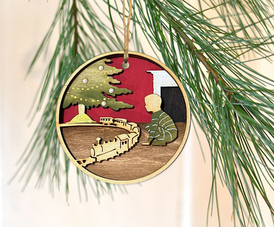 Hand-painted Wooden Ornament- Christmas Tree Farm - Adirondack