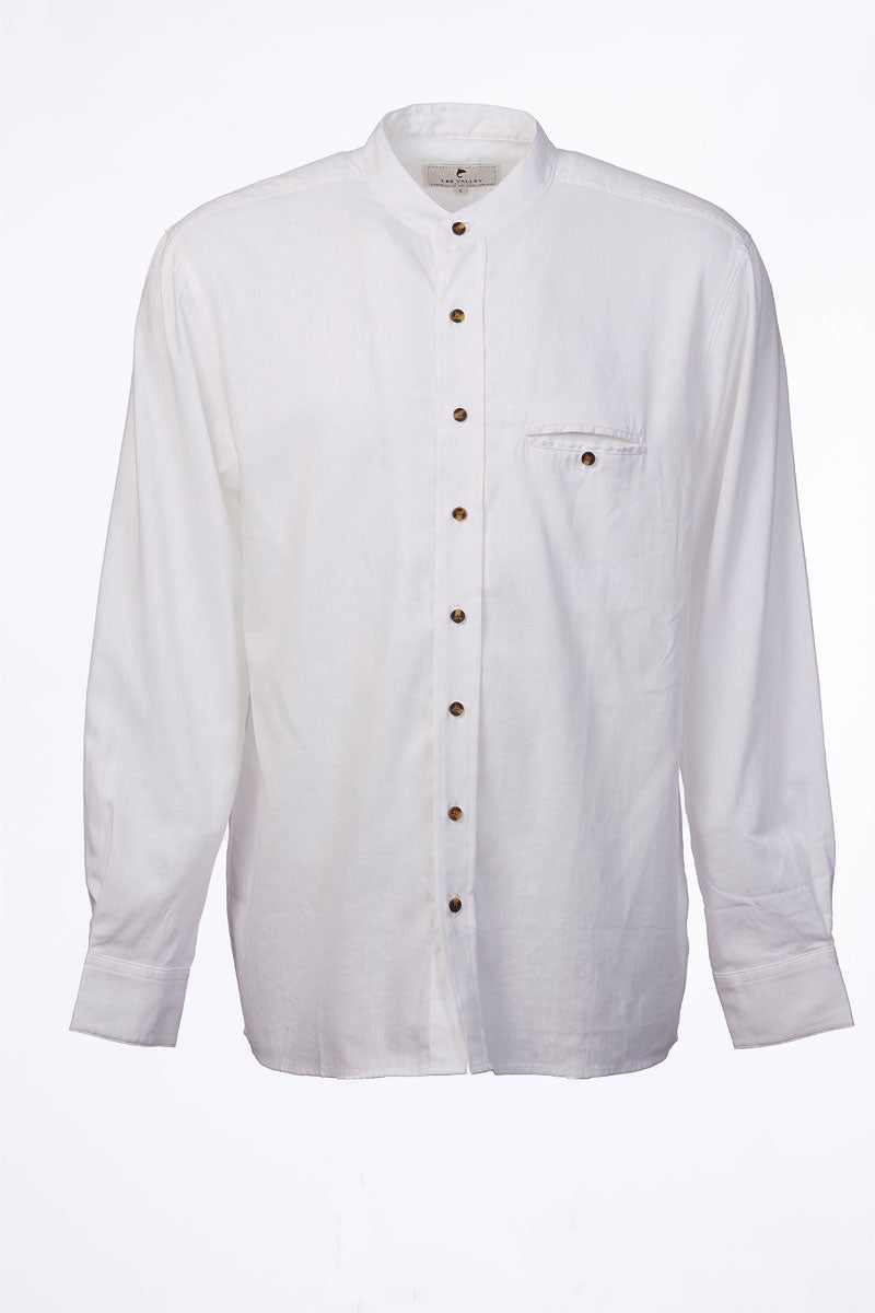 Irish Collarless Linen Grandad Shirt LN10 Bleach White