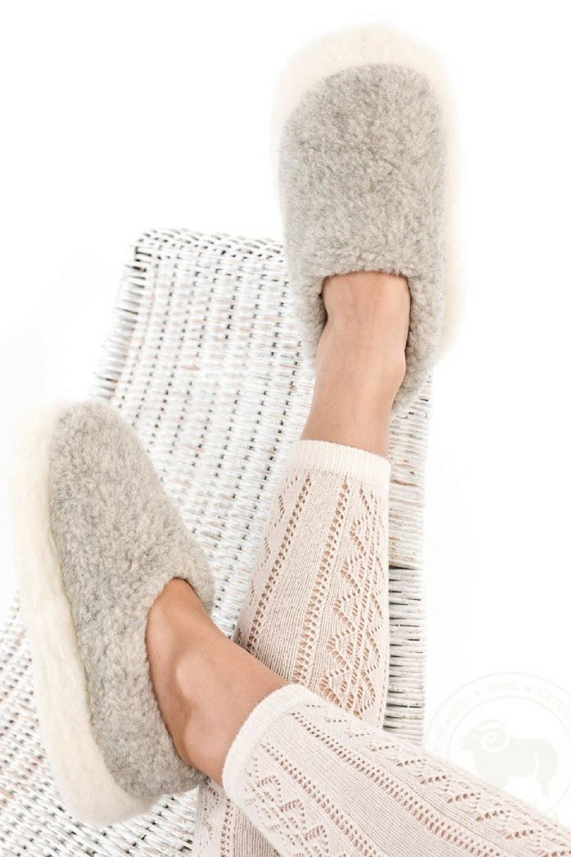 grey wool slippers