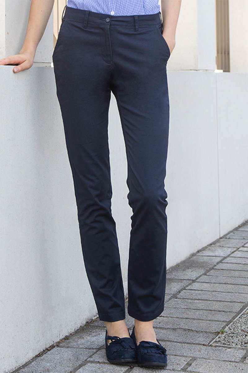 navy slim trousers womens