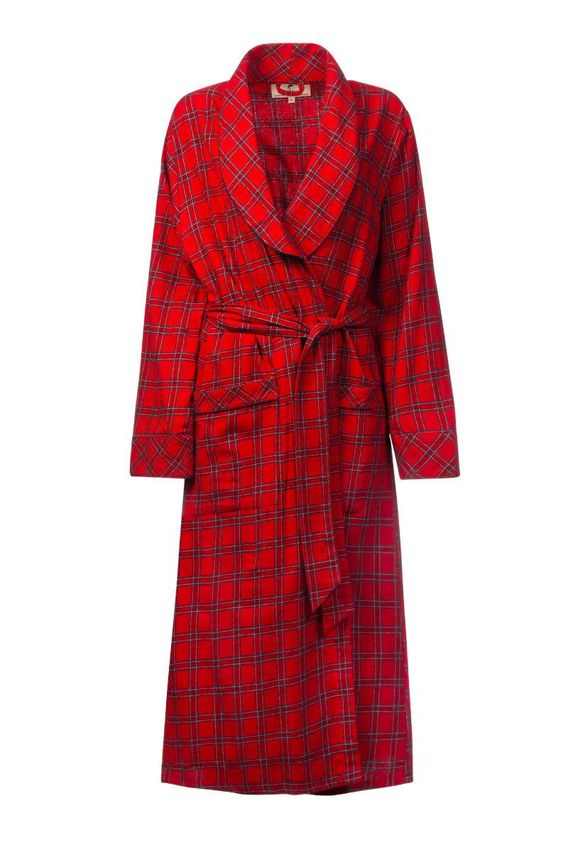 Women's Lee Valley Flannel Nightrobe - Red Tartan Royal Stewart (LV27)