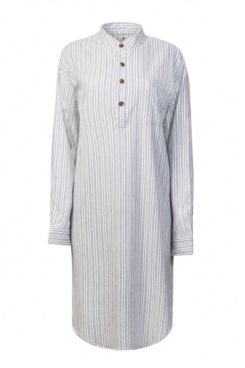 Lee Valley Flannel Men's Nightshirt - LV2 Blue/Ivory Stripe