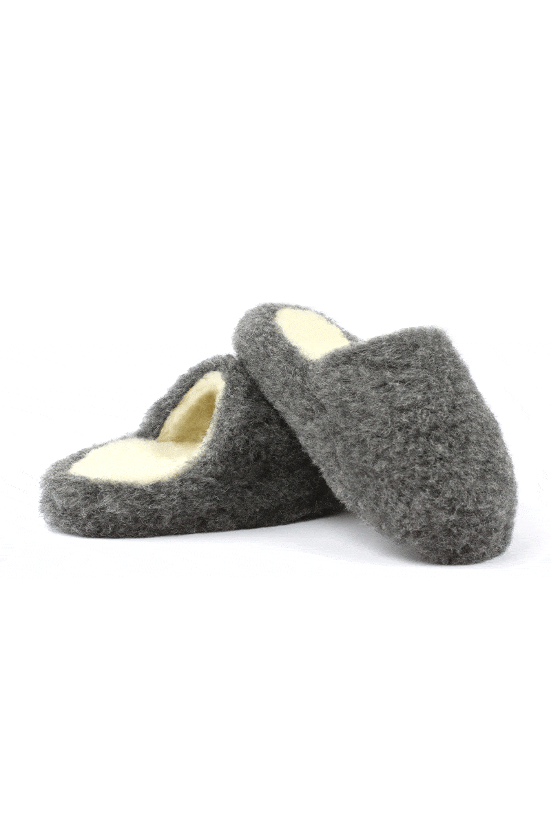 Irish Wool Slip-on Slippers - Charcoal