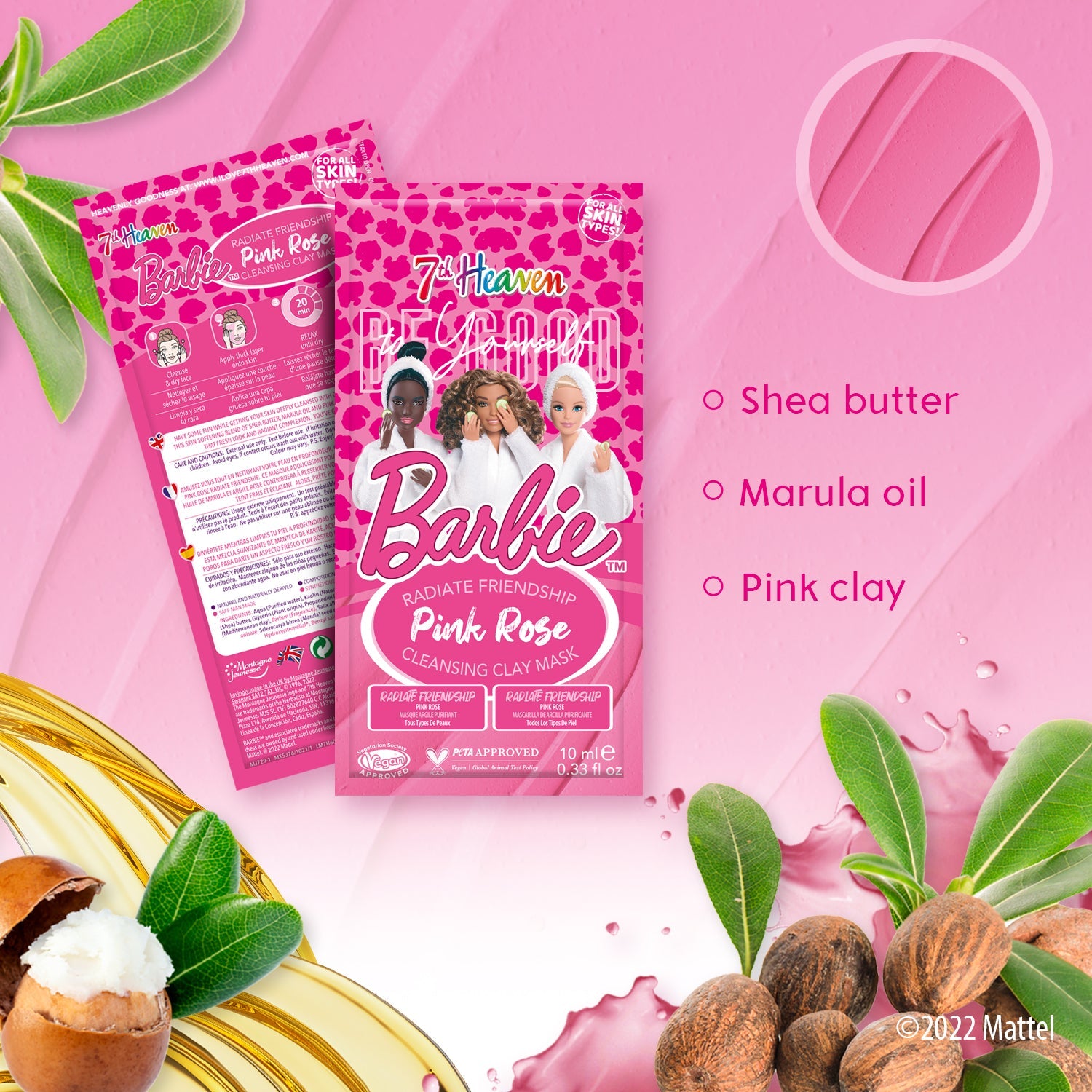 7th Heaven Barbie 'Radiate Friendship' Pink Rose Clay Mask - Creata Beauty - Professional Beauty Products