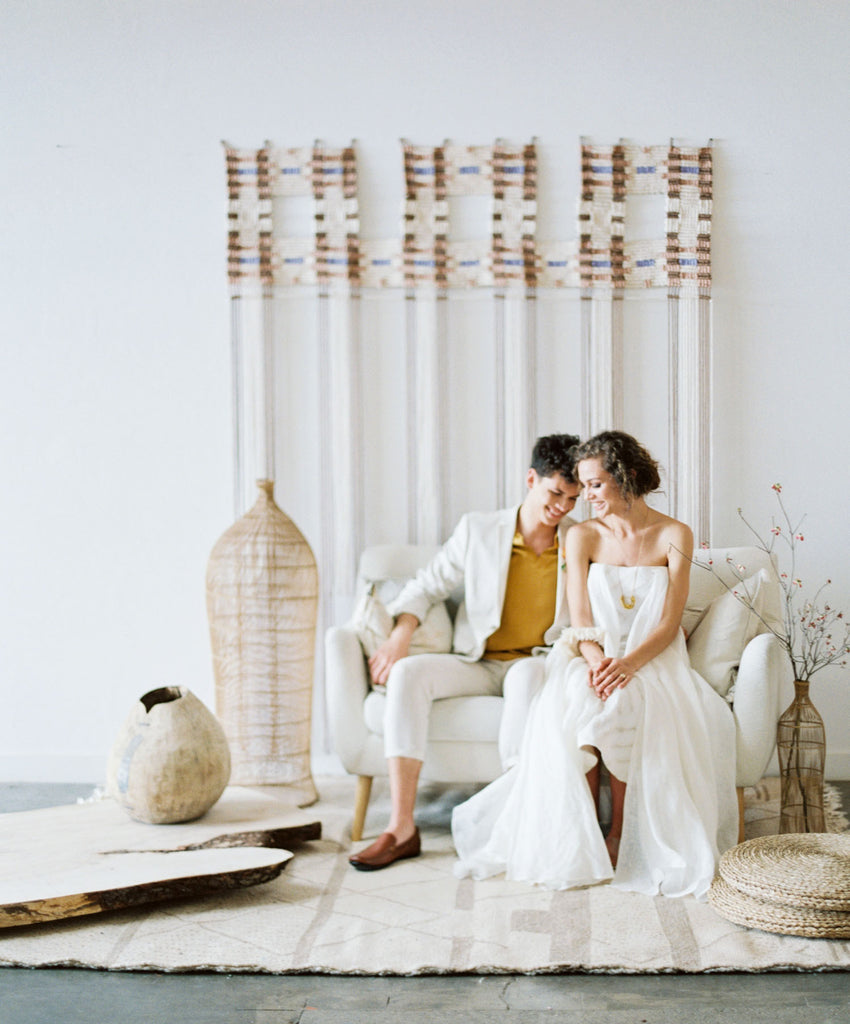 Stunning Modern Macramé Wall Hanging at an ethereal macramé wedding 